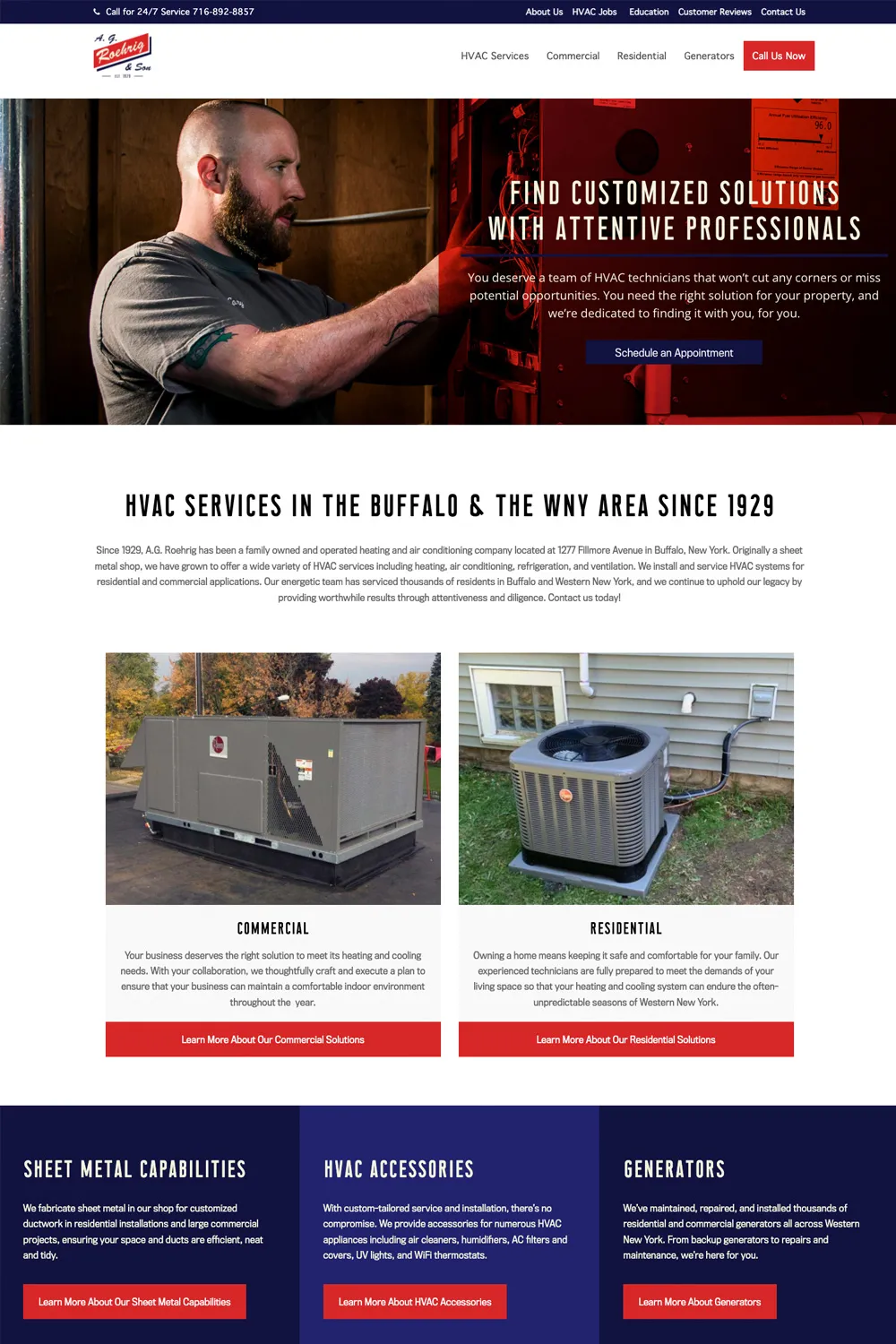 A.G. Roehrig Website Home Page | Heating & Cooling Web Design | HVAC Web Design