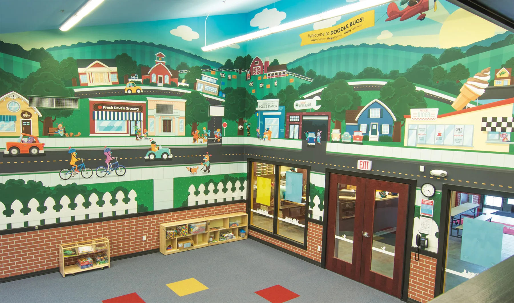 Doodle Bugs Childcare Center Playroom Mural Designs | Childcare Graphic Design | Childcare Branding