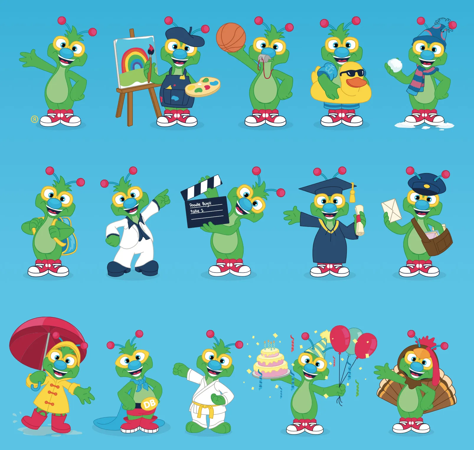 Doodle Bugs Childcare Brand Identity Mascots | Childcare Branding