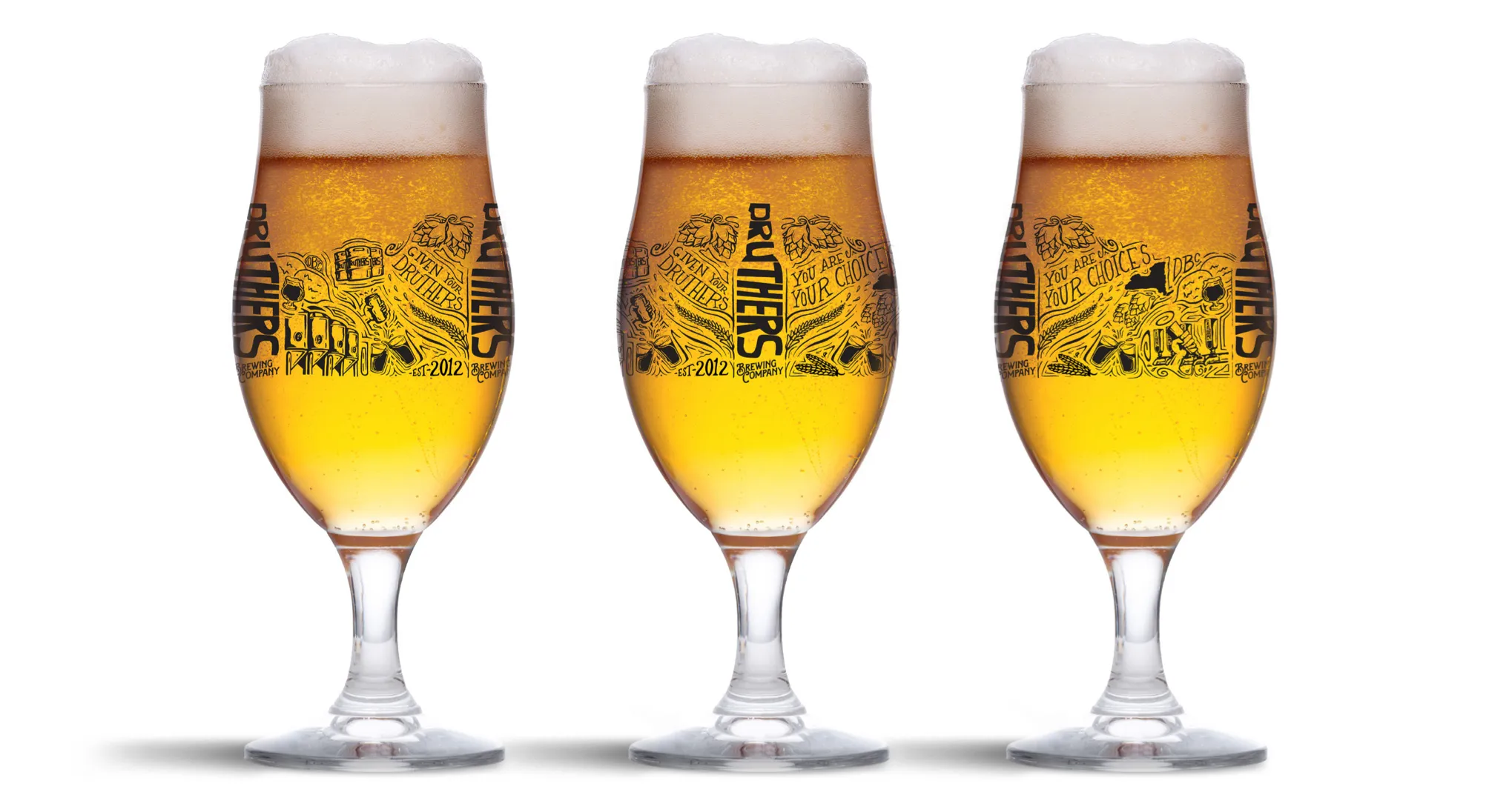 Druthers Brewery Glass Design Tulip | Brewery Graphic Design | Brewery Branding