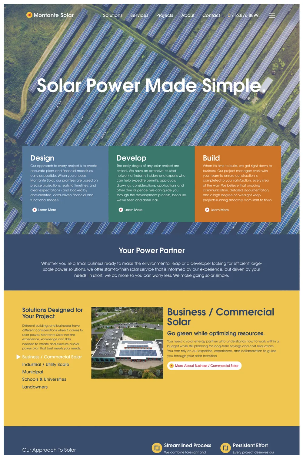 Montante Solar Website Home Page | Solar Web Design | Construction Web Design