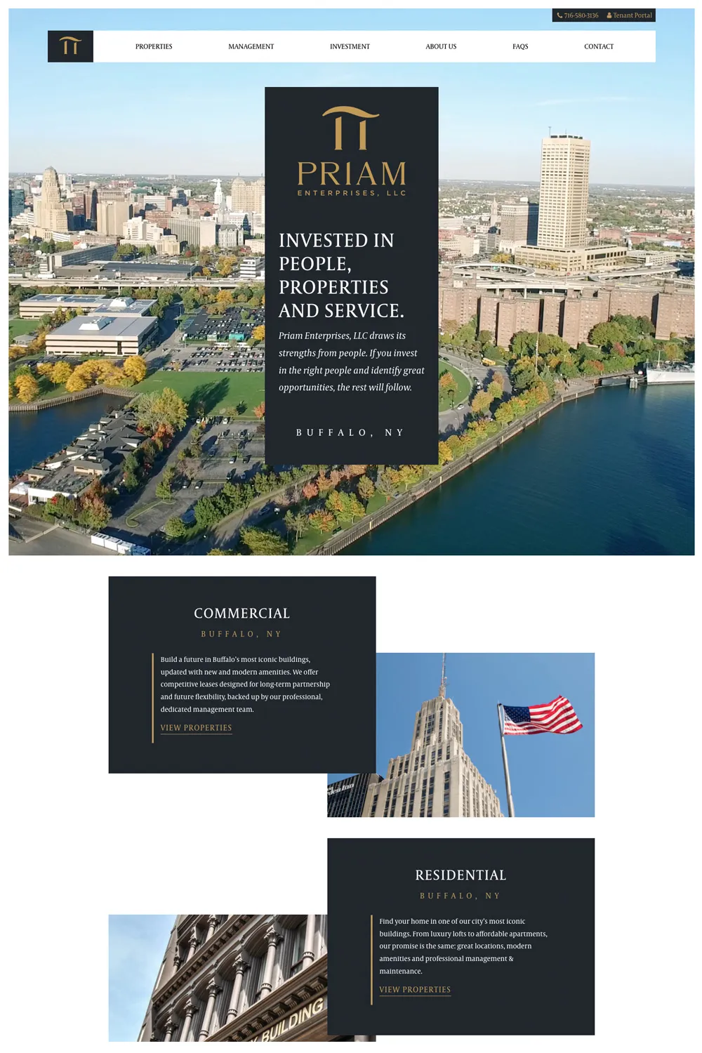 Priam Enterprises Website Home Page | Real Estate Web Design