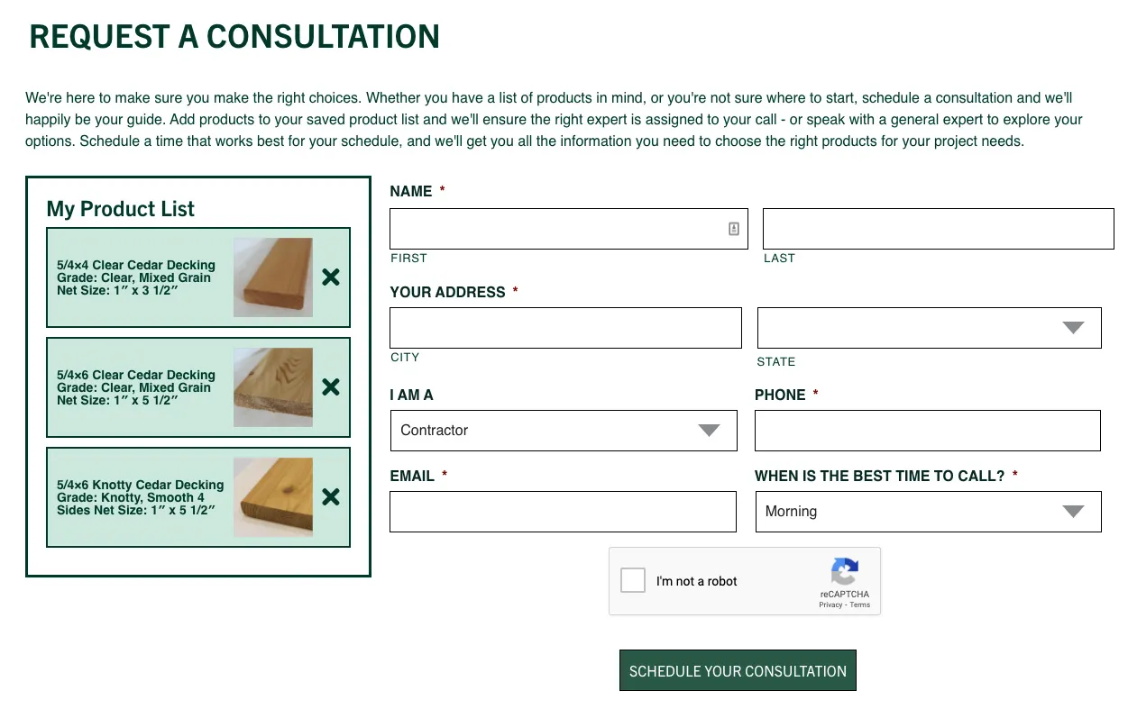 Russin Website Consultation Module | Building Materials Web Design