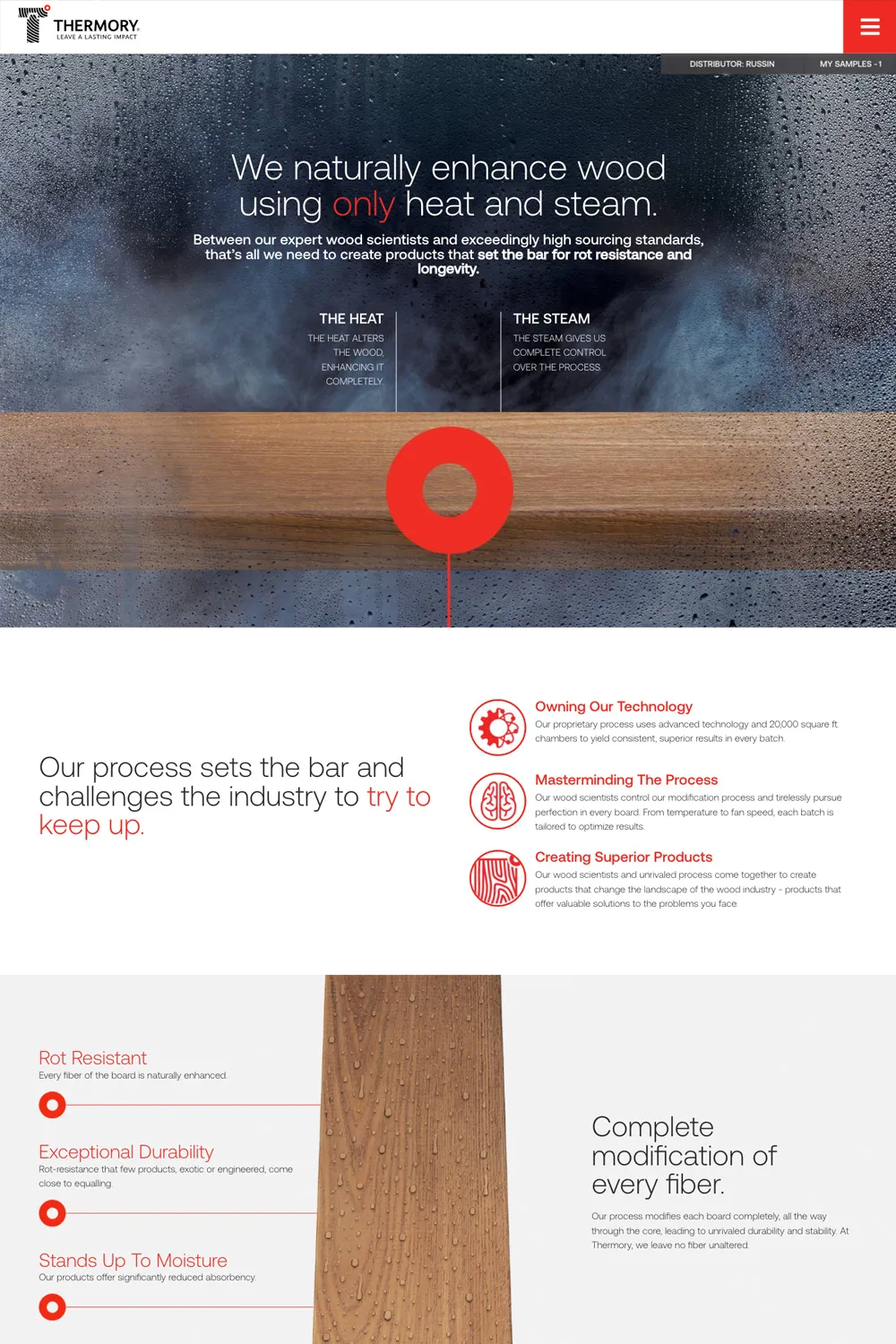 Thermory USA Website Process Page | Building Materials Web Design