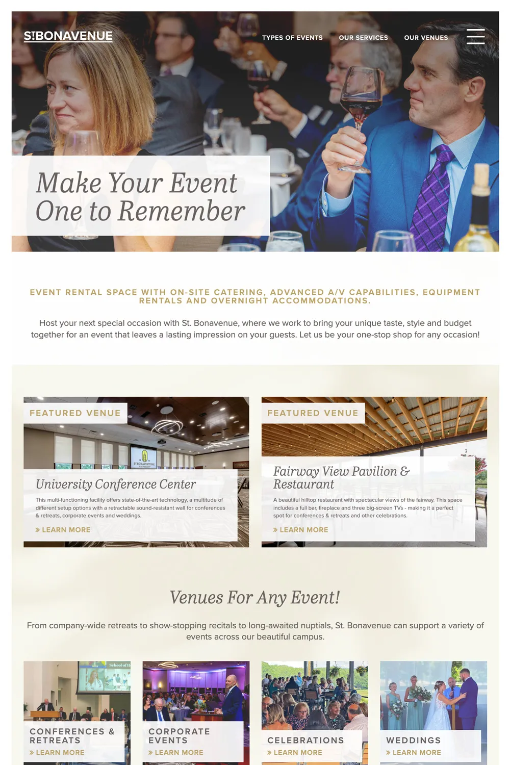 St Bonavenue Custom WordPress Website Design Project | St. Bonavenue Website Homepage Design