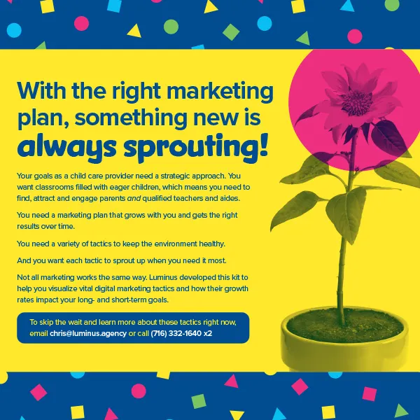 Luminus Child Care Outreach Mailer | Child Care Marketing | Child Care Direct Mail Campaign