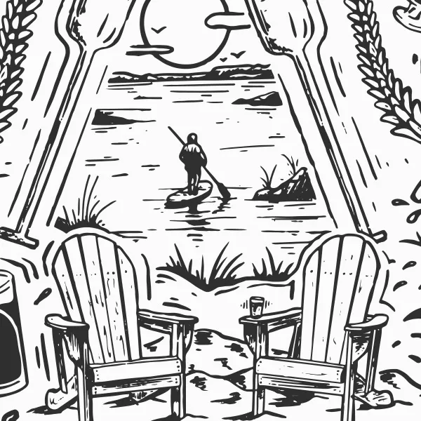 Druthers 550 Waterfront Mural Illustration | Restaurant Branding | Restaurant Graphic Design