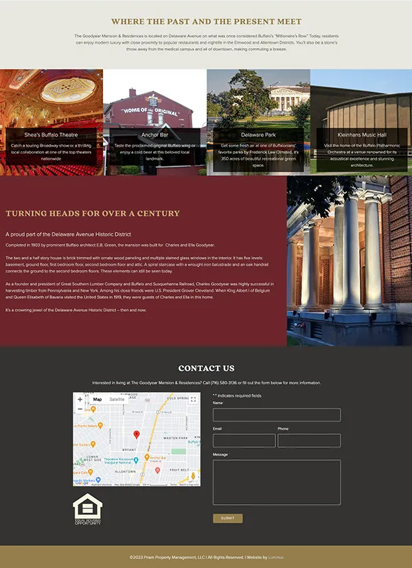 The Goodyear Mansion & Residences Website | Real Estate Web Design