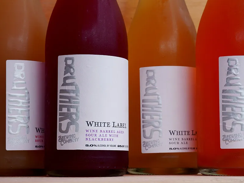 Druthers White Label Bottles | Beer Label Design | Brewery Label Design