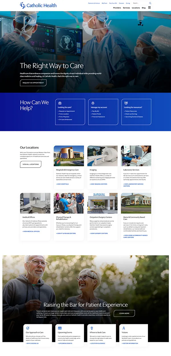 Catholic Health Website Home Page Design | Healthcare Website Design