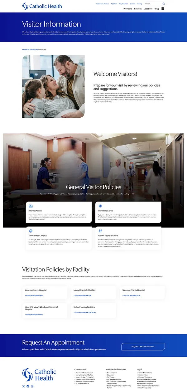 Catholic Health Website Visitor Information | Healthcare Web Design