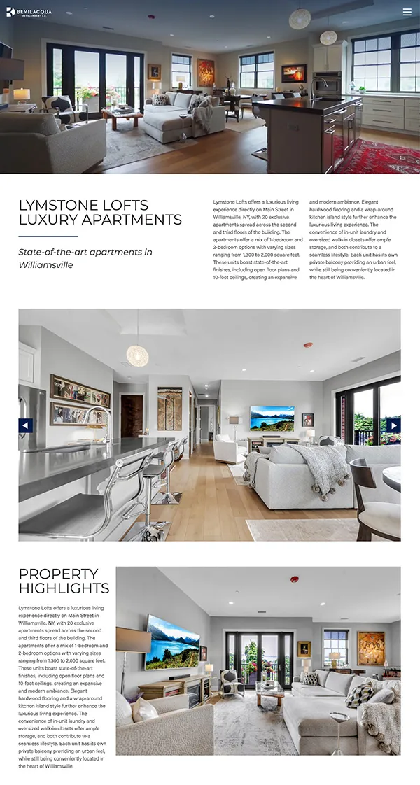 Bevilacqua Development Website Design | Real Estate Developer Website