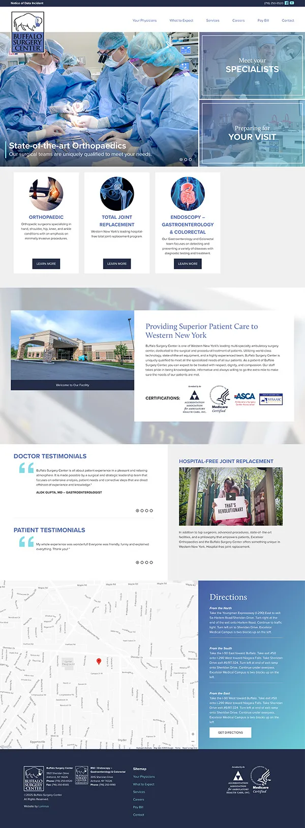 Buffalo Surgery Center Web Design | Healthcare Website Design | Healthcare Marketing