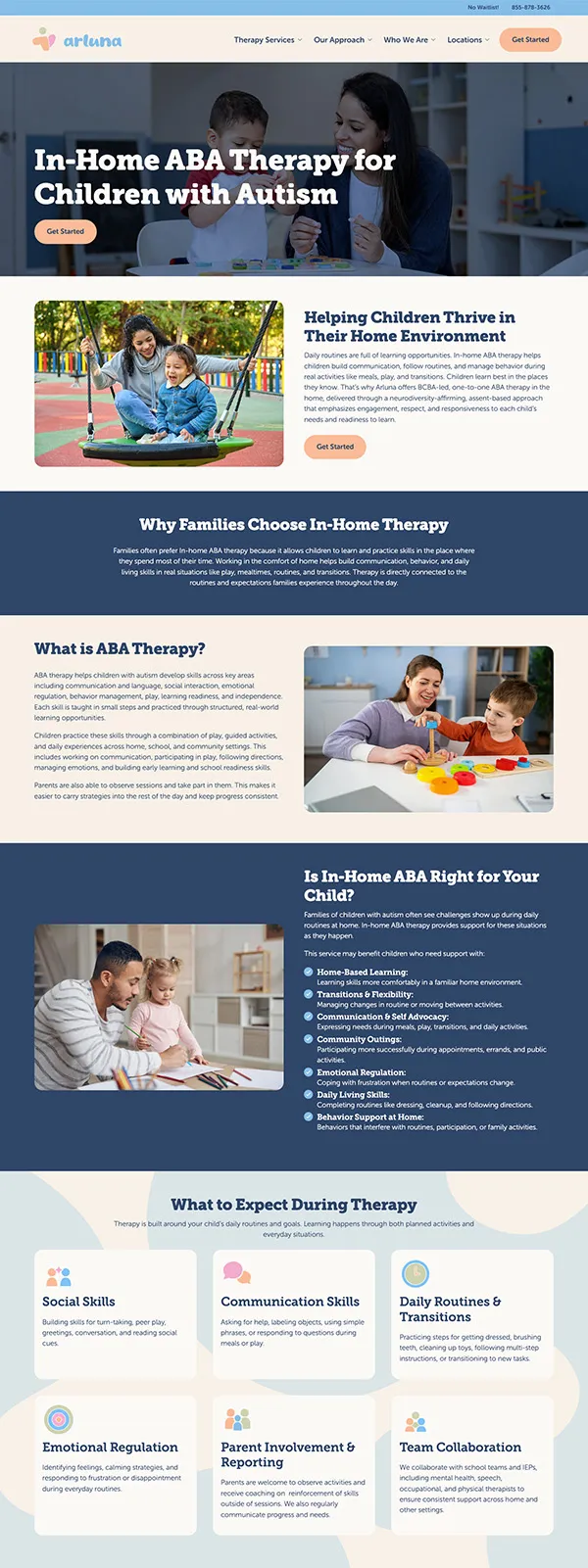 Arluna ABA Practice Website | ABA Therpay Web Design